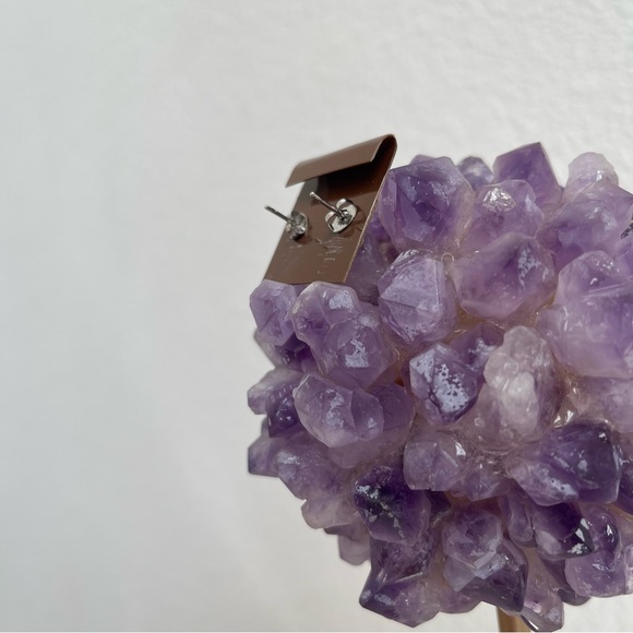 Vintage Teddy Bear Silver Tone Blue Turquoise Stone Stud Earrings NEW - Picture 4 of 4